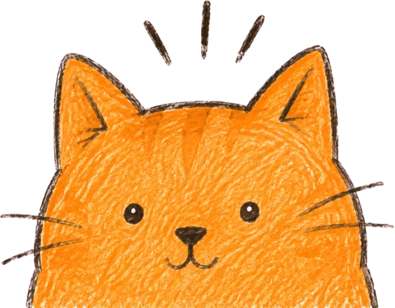 Illustration of an alert ginger cat with its ears up, listening closely