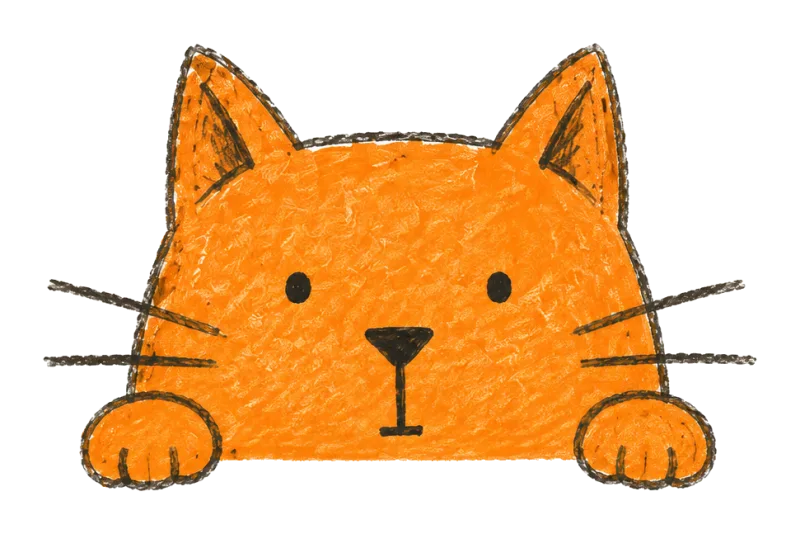 Illustration of a curious ginger cat peeking over a ledge